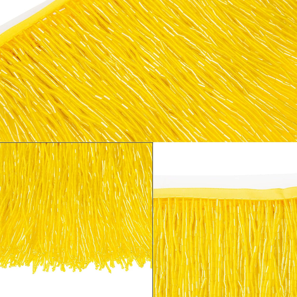Beaded Fringe Trim,Ribbon Tassel Fringe Trim 6 Inch Wide 2 Yards Long for Cra...