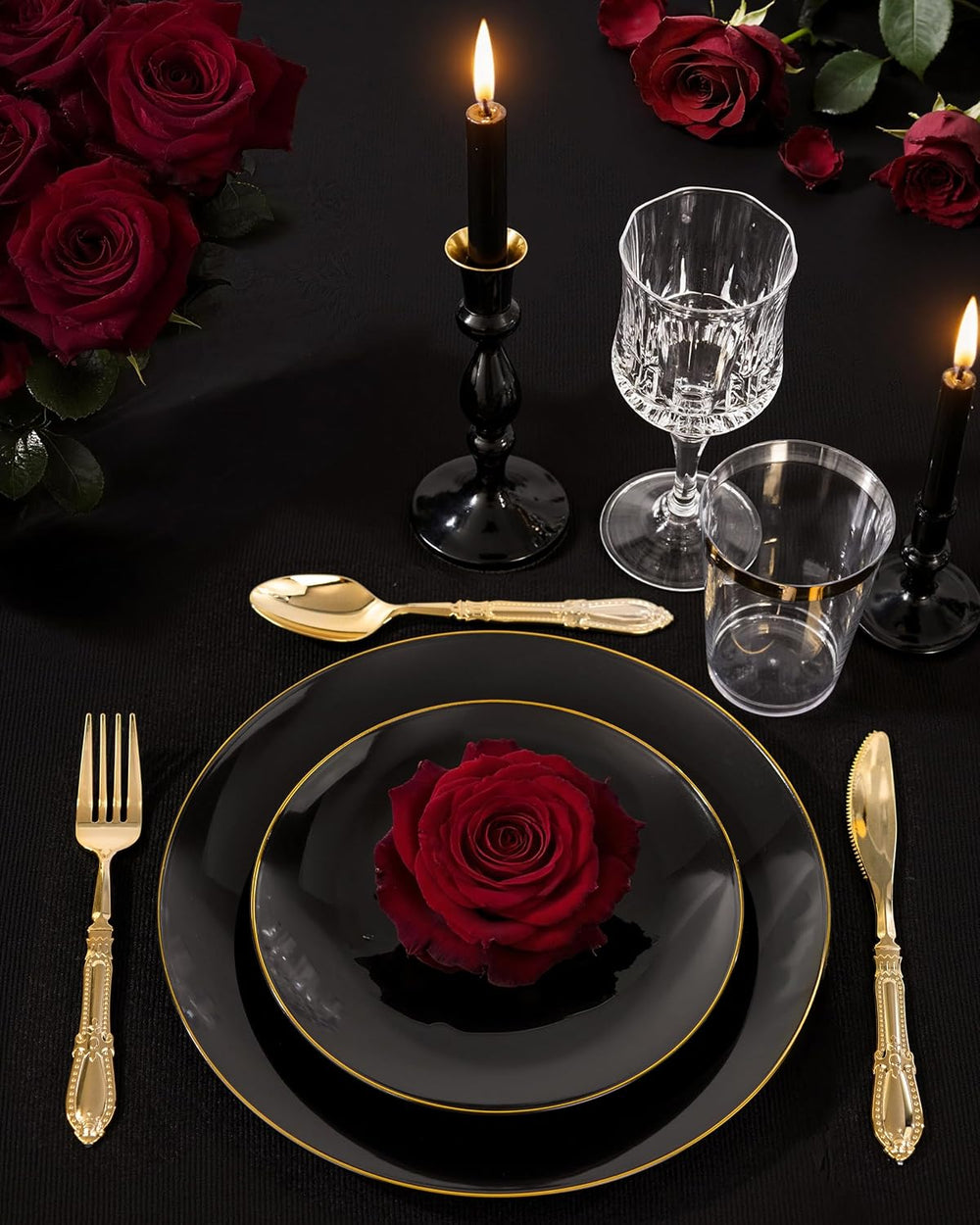 Nervure 100PCS Black Plastic Plates - 7.5″ Black Dessert Plates Disposable