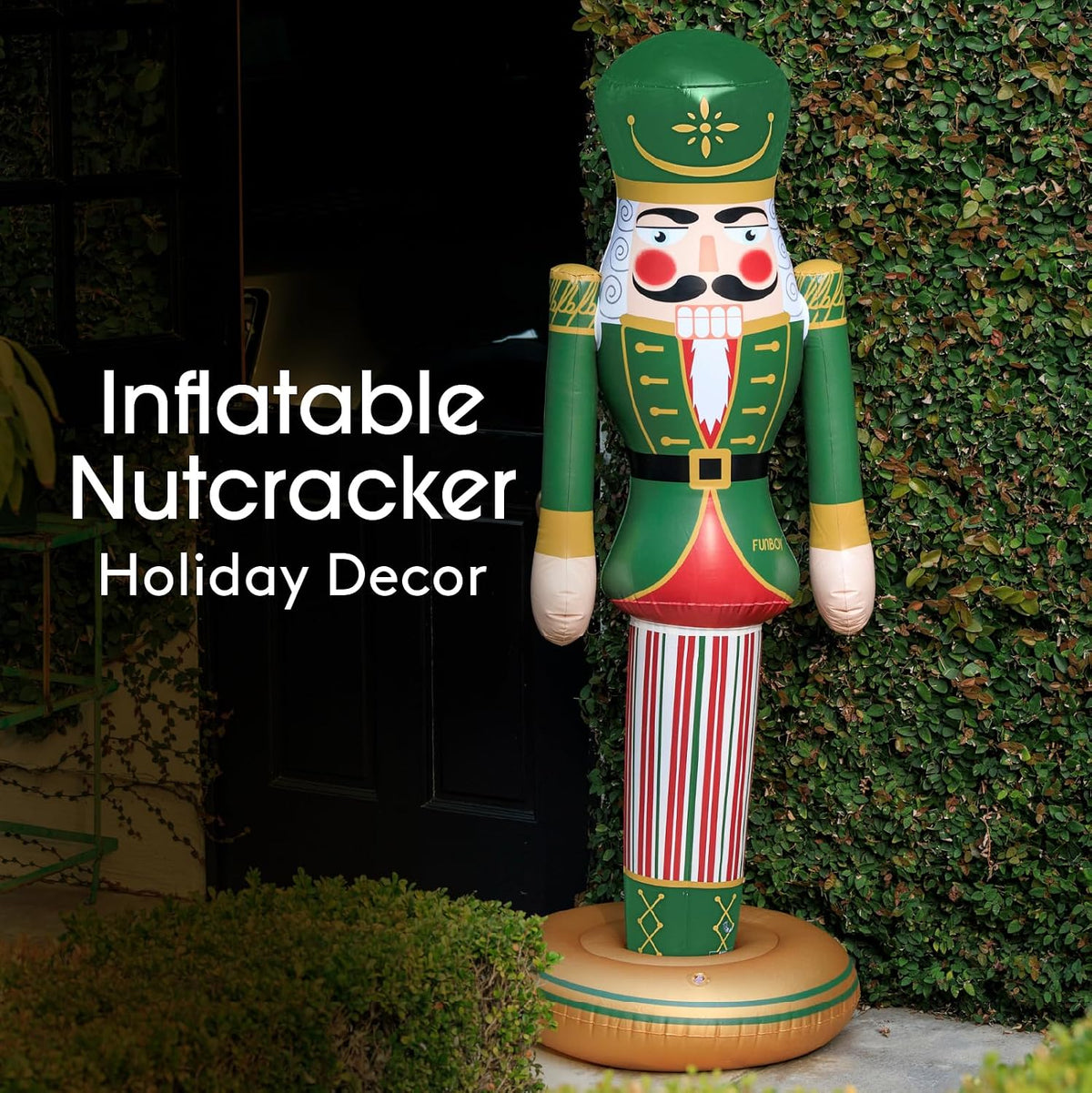 funboy 5 ft giant inflatable classic nutcracker, outdoor shown in use