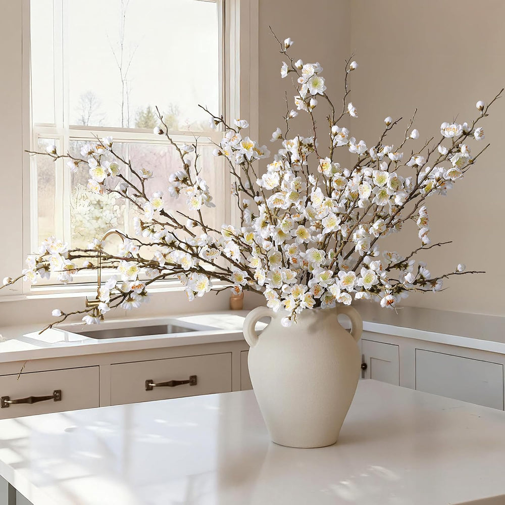 6 PCS Artificial Cherry Blossom Branches Spring Indoor Decoration, Faux Flowe...