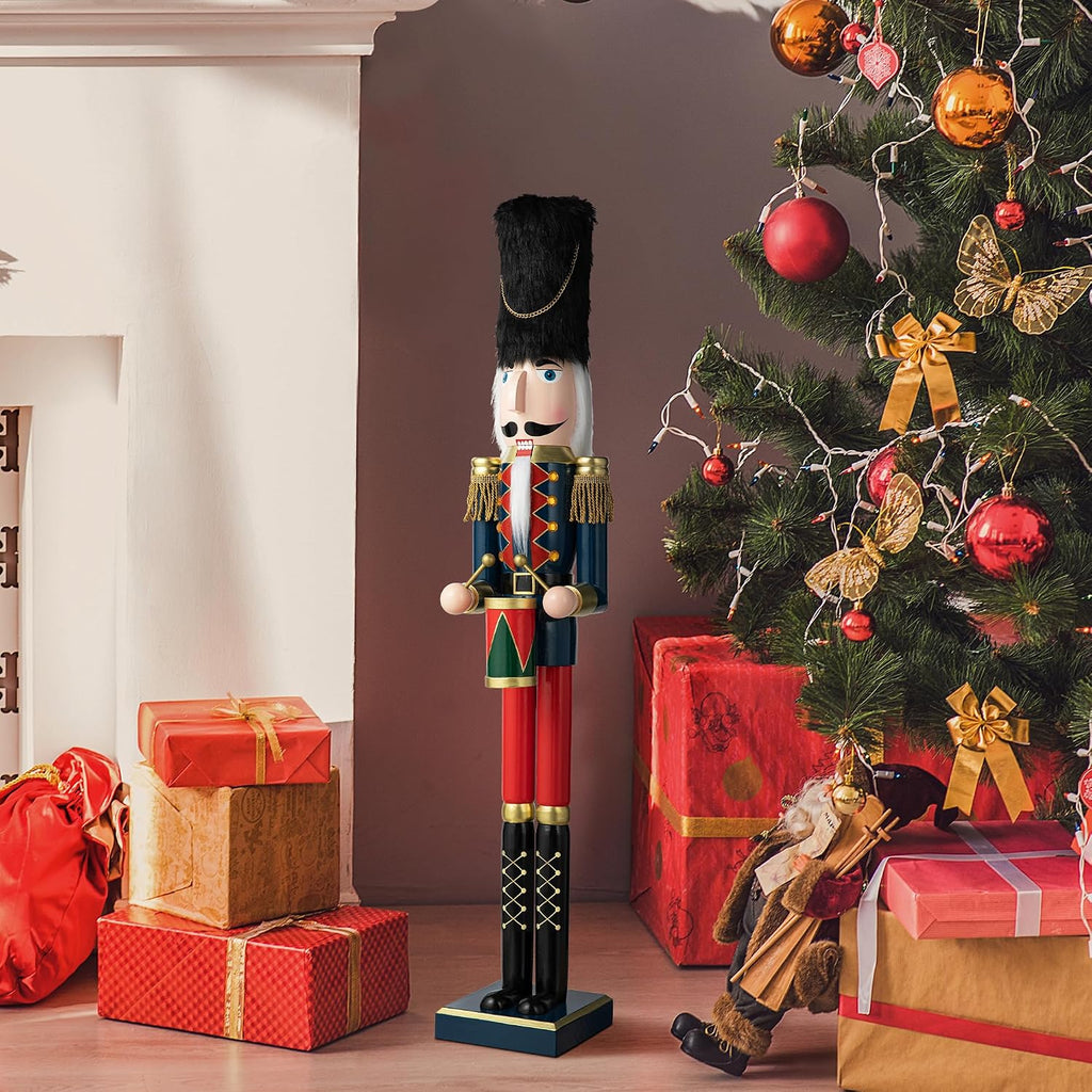 Glitzhome 36" H Nutcracker Christmas Decor Wooden Nutcracker Ornaments Drummer Nutcracker Figures Traditional Christmas Decor for Indoor and Outdoor