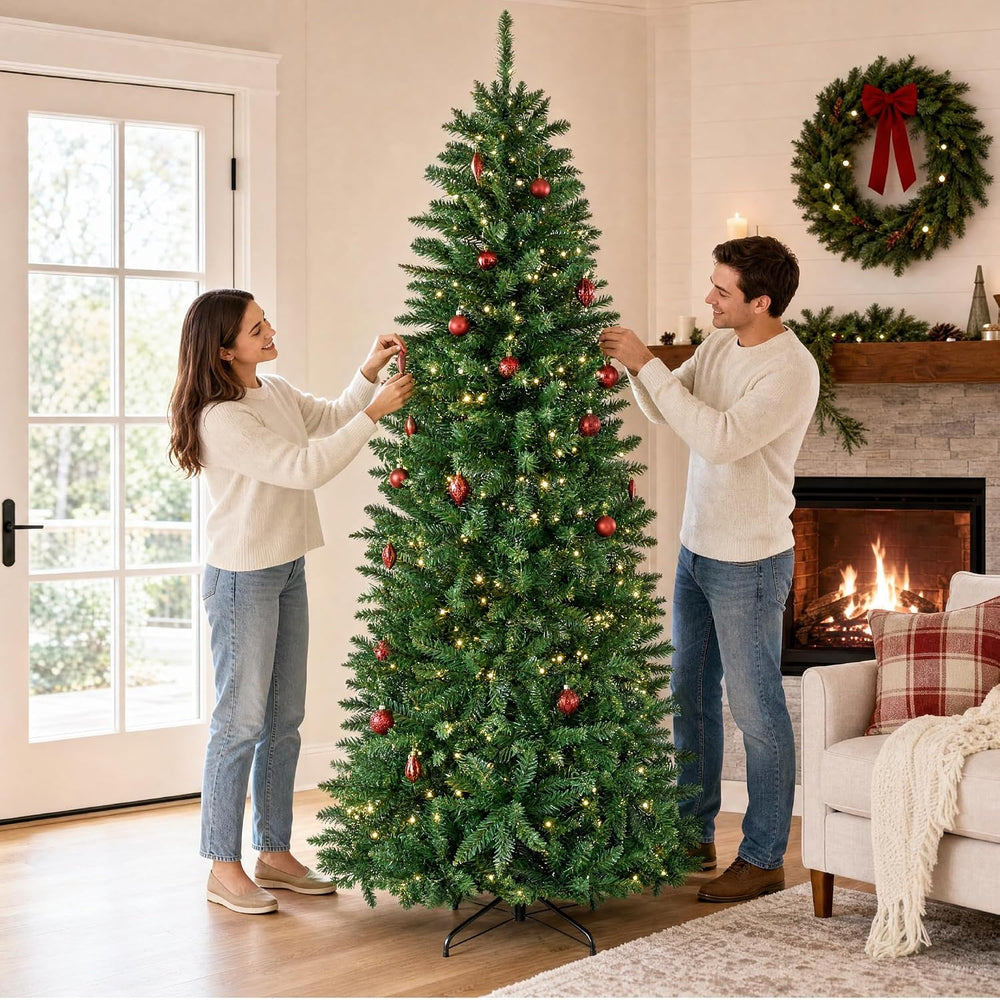 Best Choice Products Unlit Pencil Christmas Tree, 7.5ft Premium Artificial Tr...