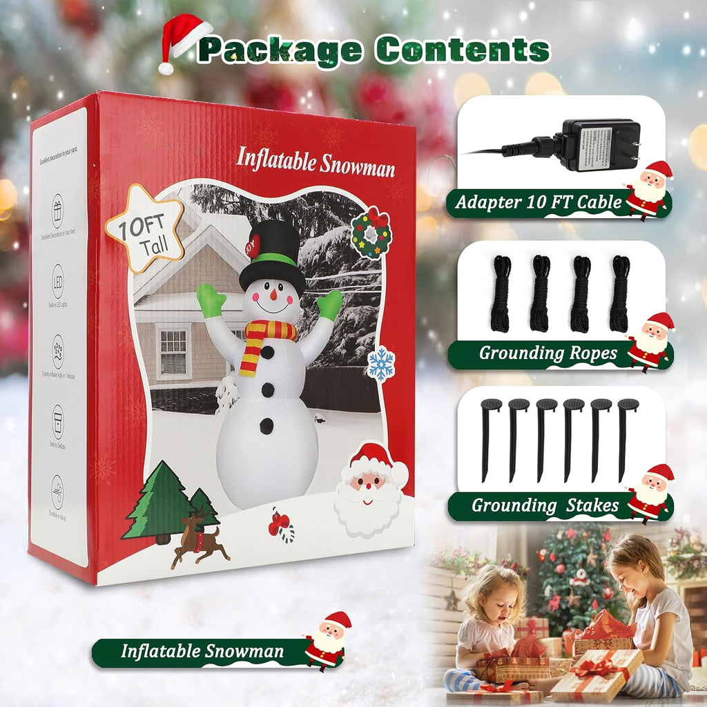 10 ft christmas inflatables snowman outdoor yard decorations, package contents