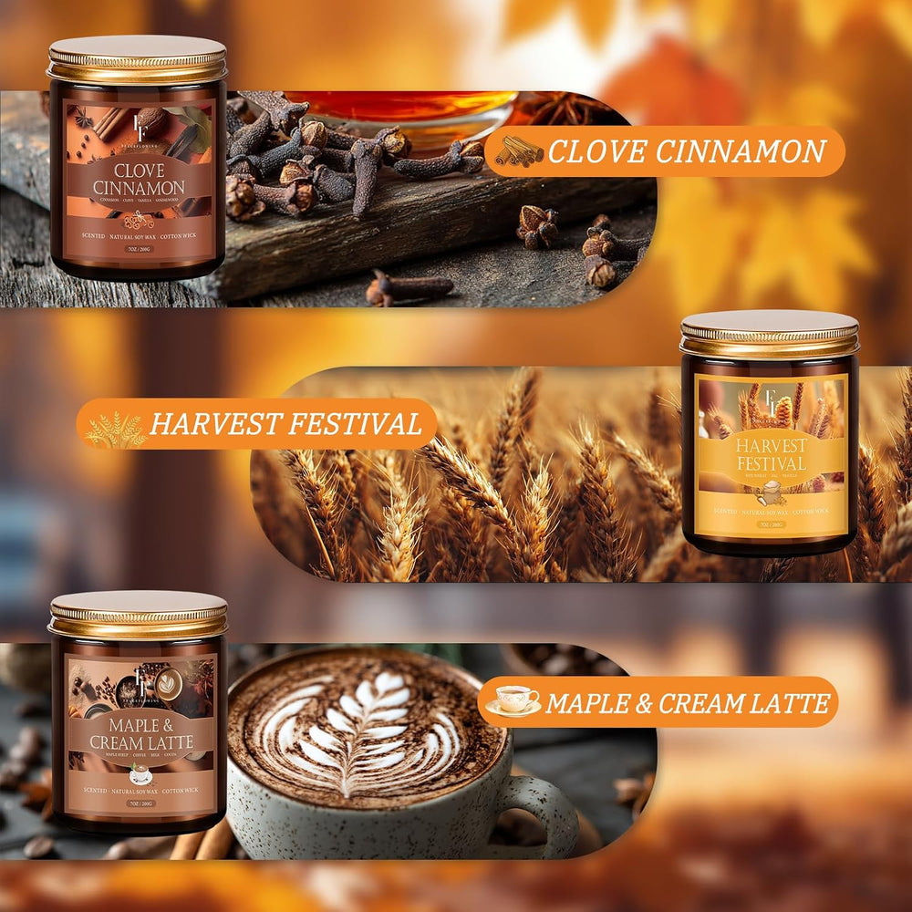 Fall Candles Set, 6 Pack Candles for Home Scented Natural Soy Wax, Autumn Gif...