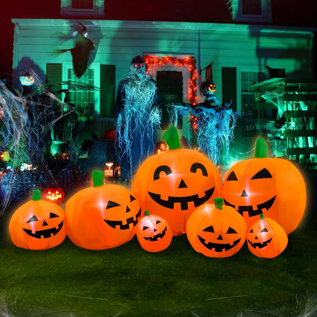 seasonblow 7ft halloween inflatable pumpkin patch family outdoor, side view