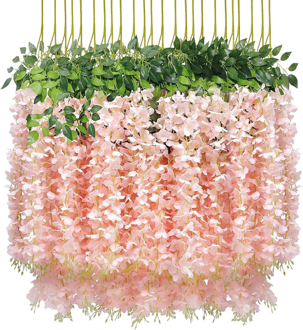 U'Artlines 24 Pack(Total 43.2 Feet) Artificial Fake Wisteria Vine Rattan ...