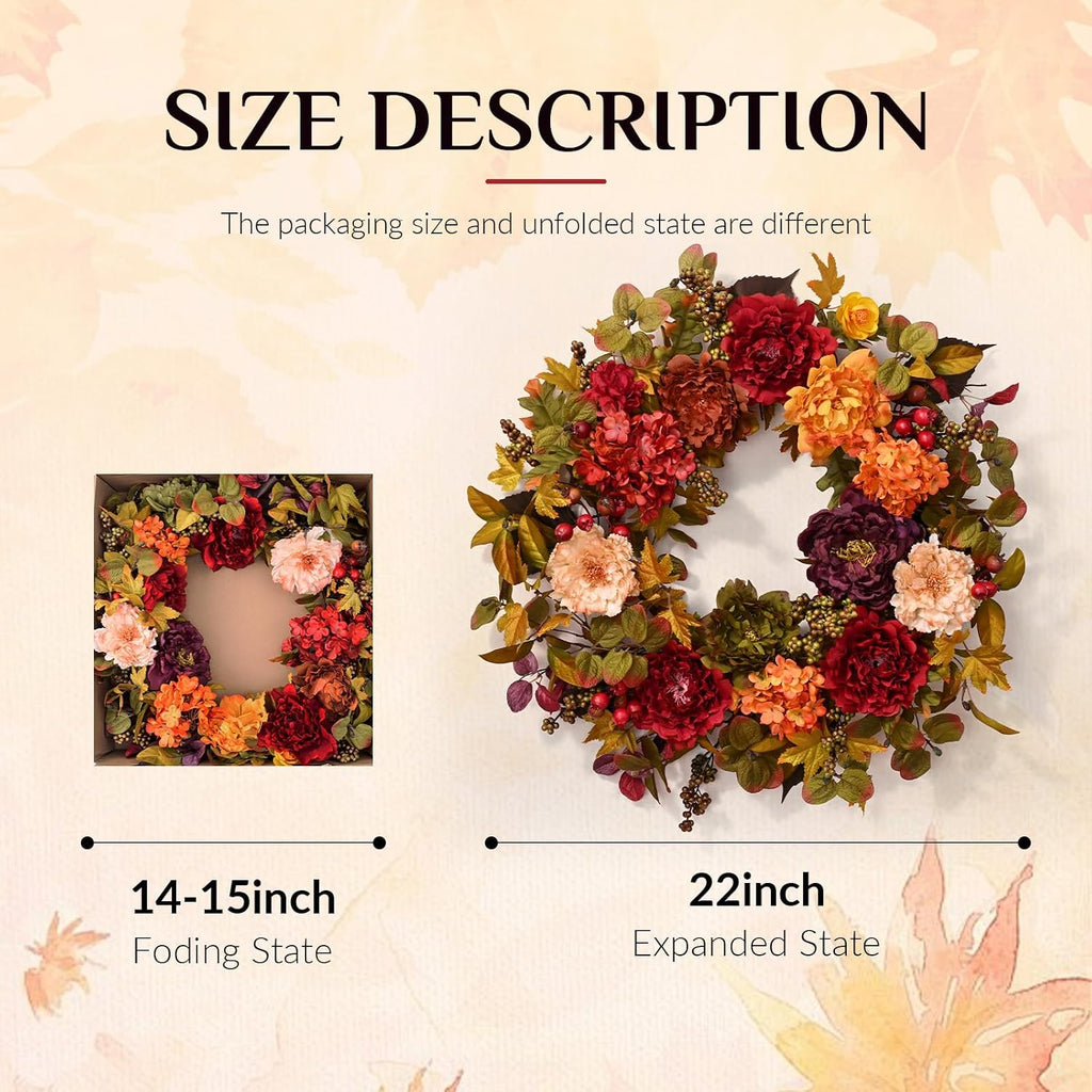 fall wreaths for front door, 24 inch fall showing dimensions