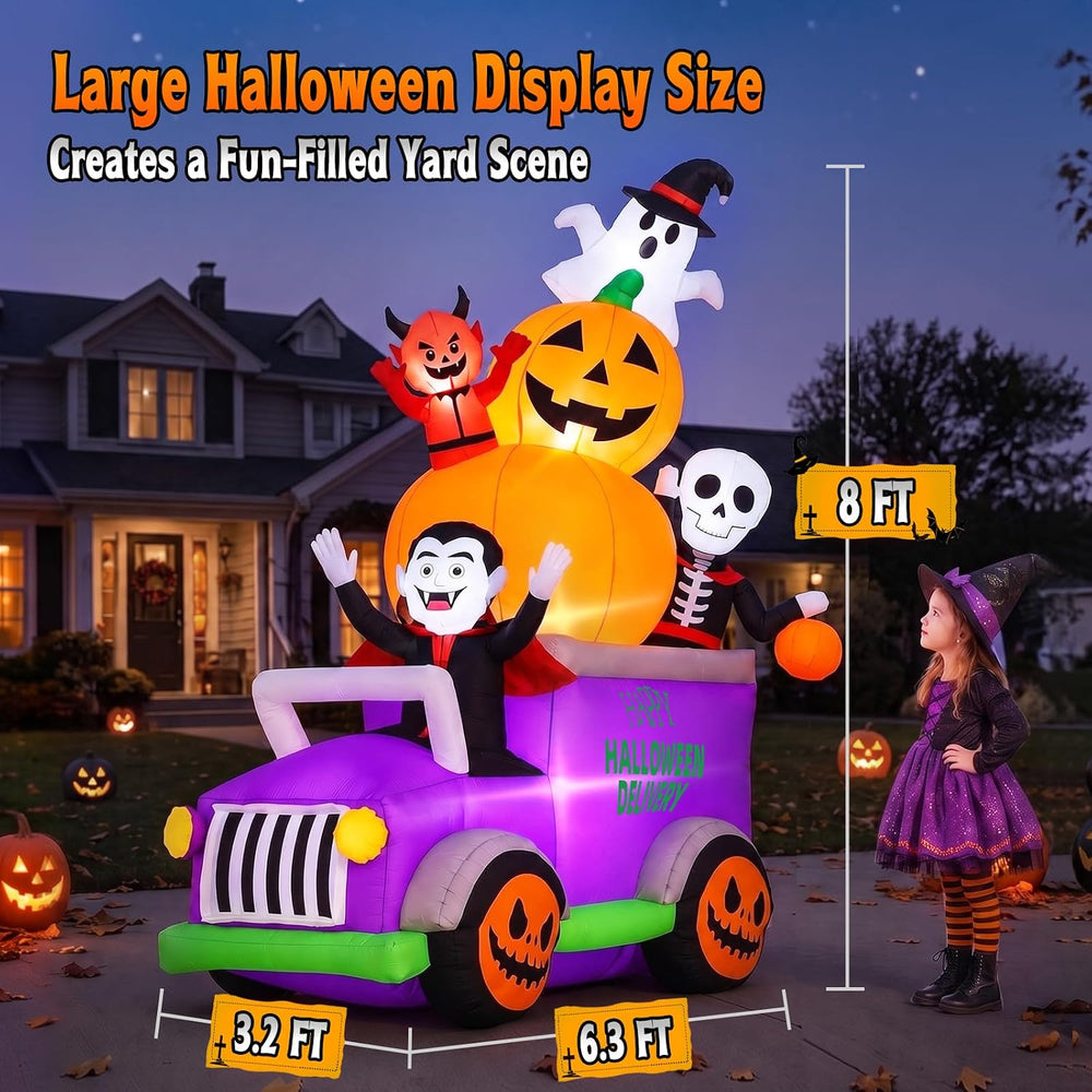 Elegear 8FT Parade Truck Halloween Inflatable, Outdoor Yard Lawn Decor
