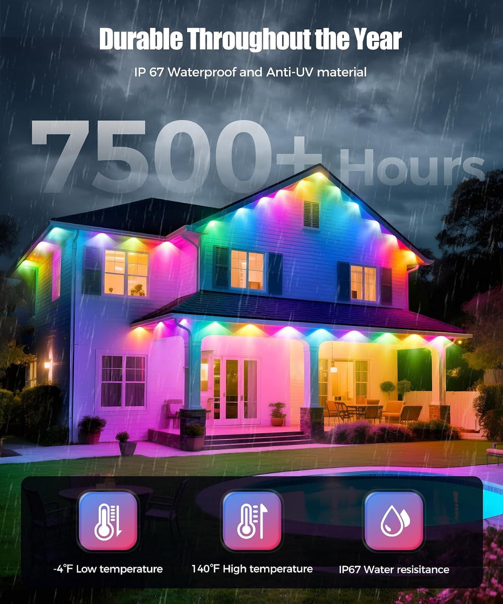Permanent Outdoor Lights, 100ft Christmas RGB+IC Lights with 100 Modes