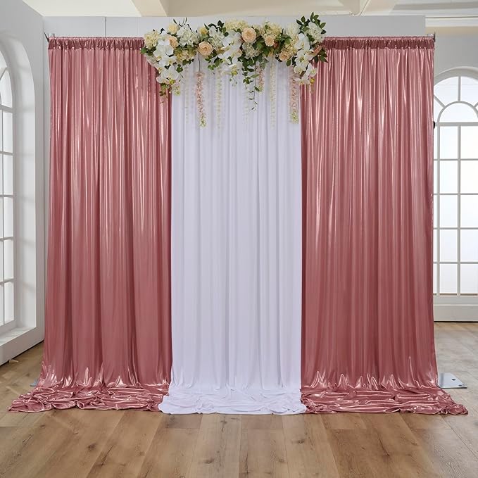 20x10ft Thick Rose Gold Glitter Backdrop Curtain Panels for Parties, Wrinkle Free Sequin Sparking Photo Backdrop Drapes, 4 Panels 5x10ft Shimmer Back Drop Cloth for Wedding Birthday Photography