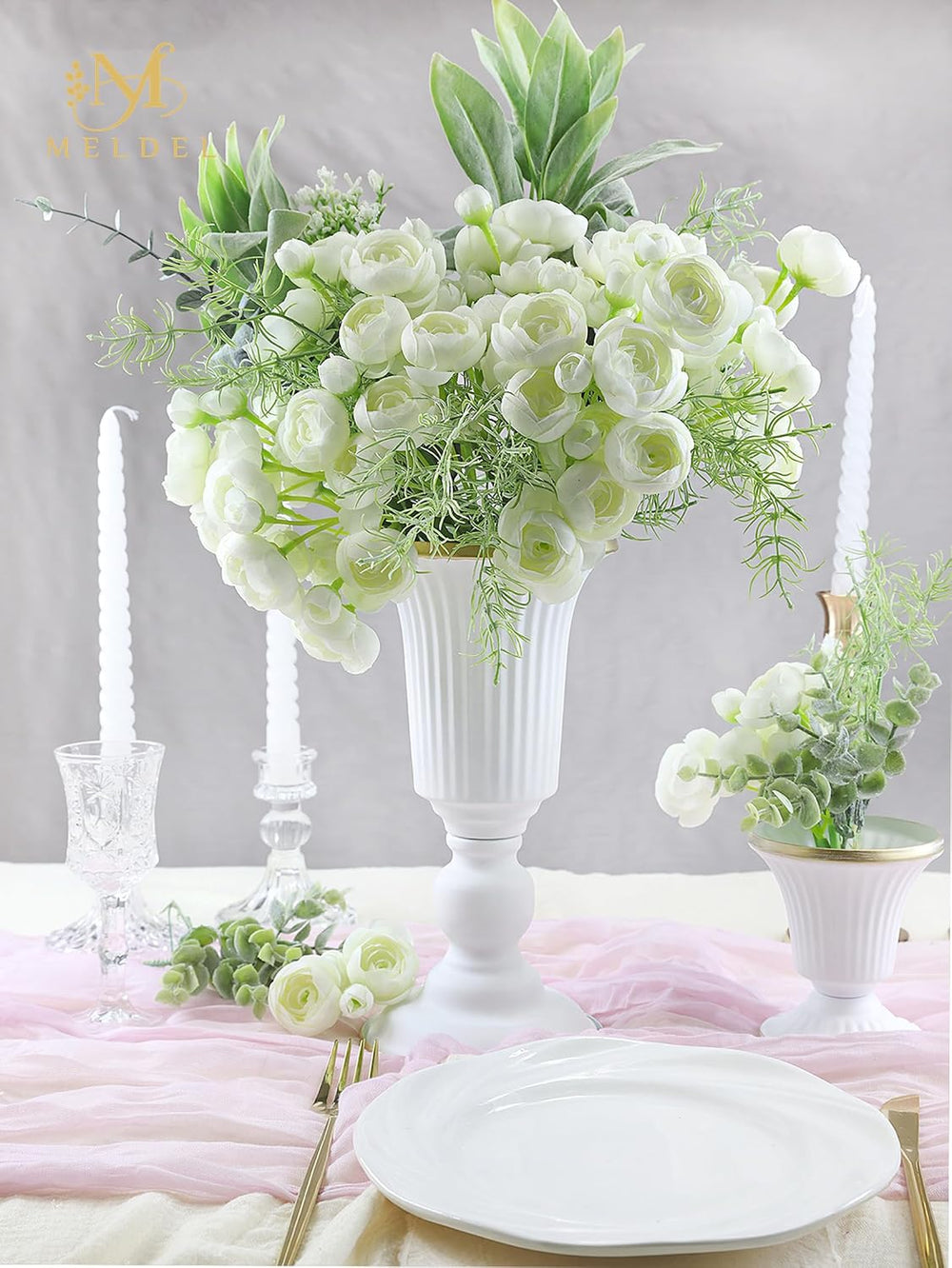 32Pcs Ivory White Ranunculus Artificial Flowers for DIY Home Wedding