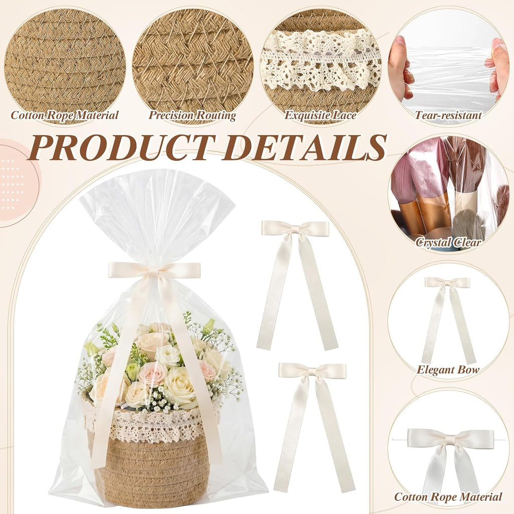thenshop 12 pcs small woven basket empty with, close-up detail