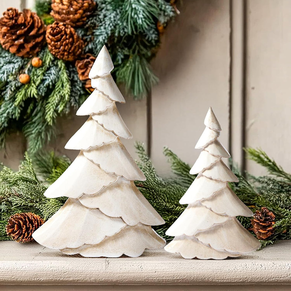 rm roomers wooden christmas tree figurine set of showing dimensions