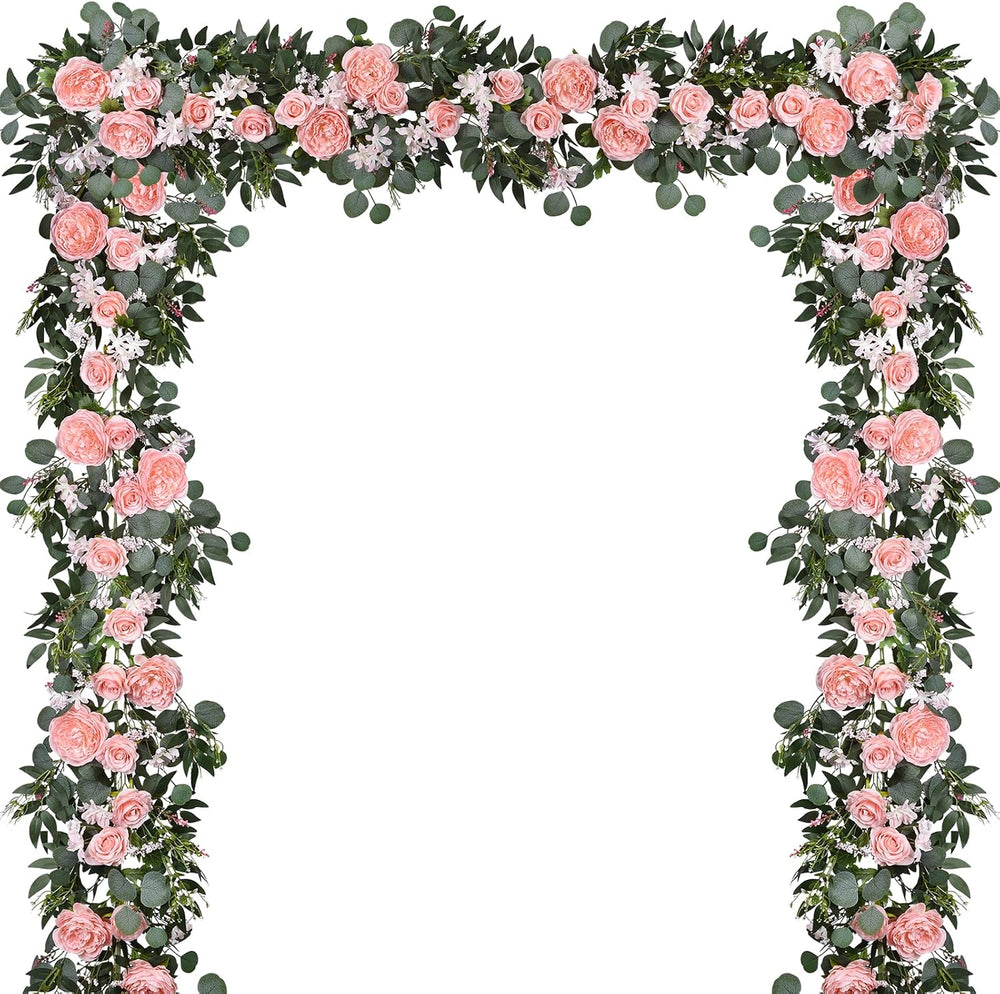 Lvydec 2 Pack Artificial Peony Flower Garland - 6ft Silk Peony Vine Willow Le...