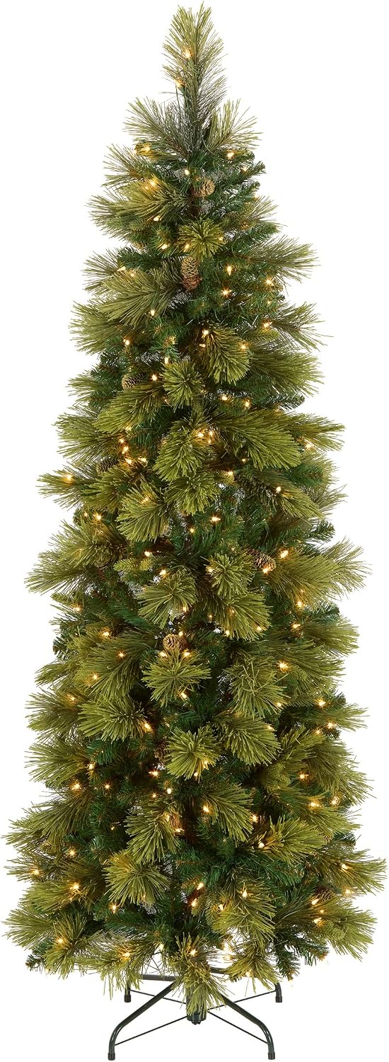 National Tree Company 6.5ft Pre-Lit Carolina Pine Slim Christmas Tree