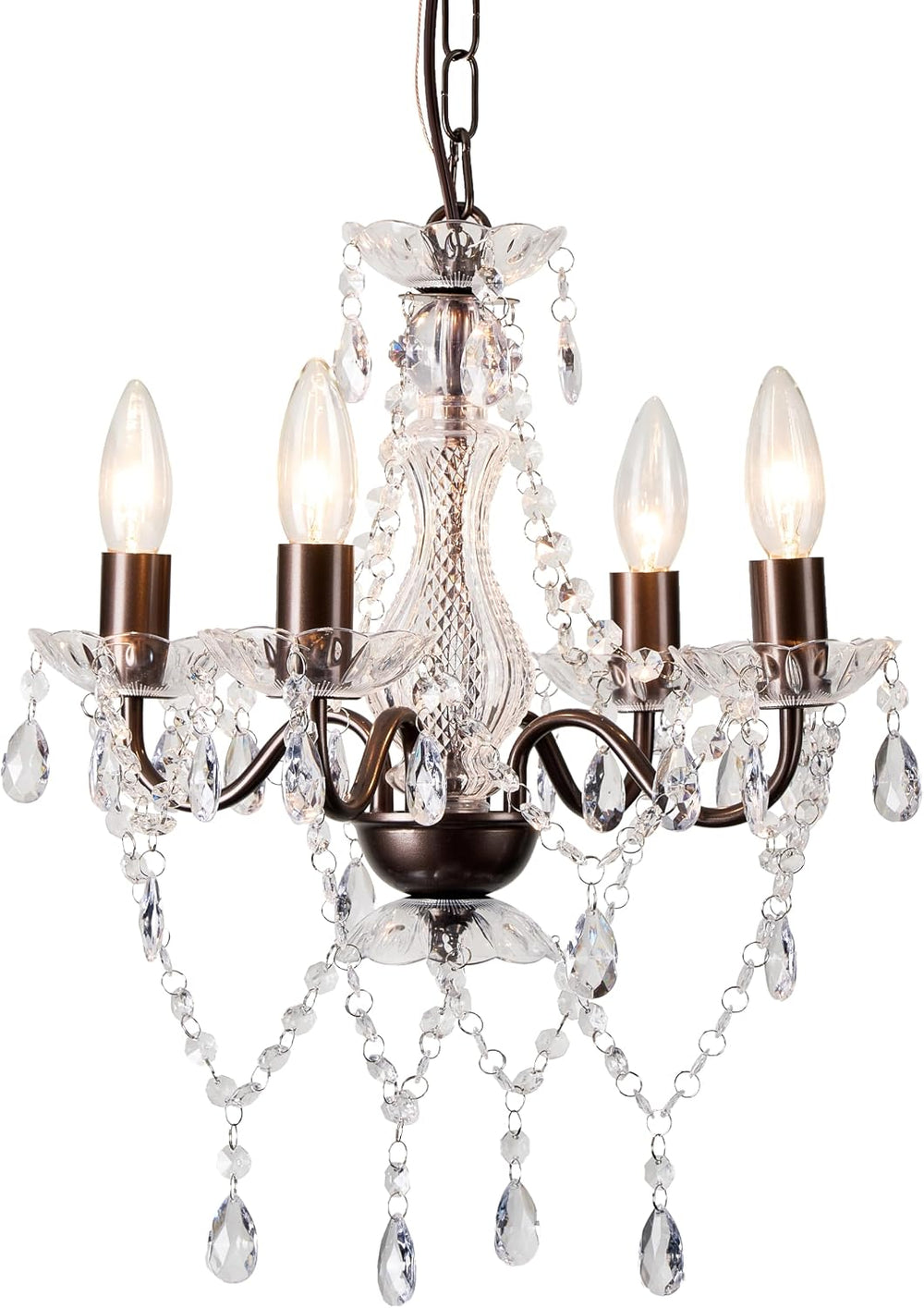 LaLuLa Mini Acrylic Crystal Chandelier Modern Farmhouse Bronze Chandeliers Li...