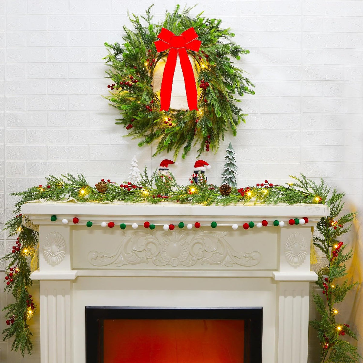 Lulu Home 9FT Pre-lit Christmas Garland, 30 LEDs