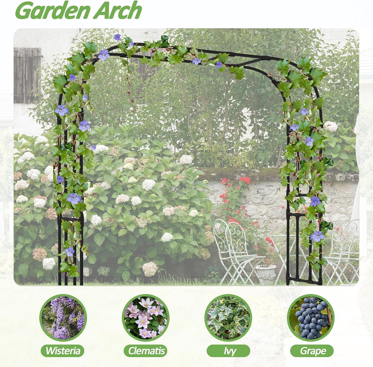 thickened metal garden arch-92.5l*105h,trellis for climbing plants outdoor, package contents