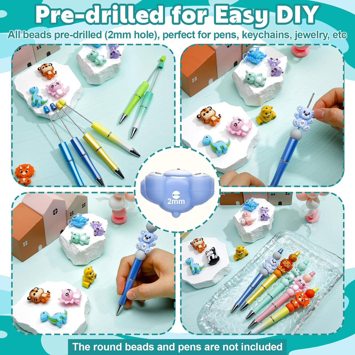 ferreve 3d animal focal silicone bead for pen showing dimensions