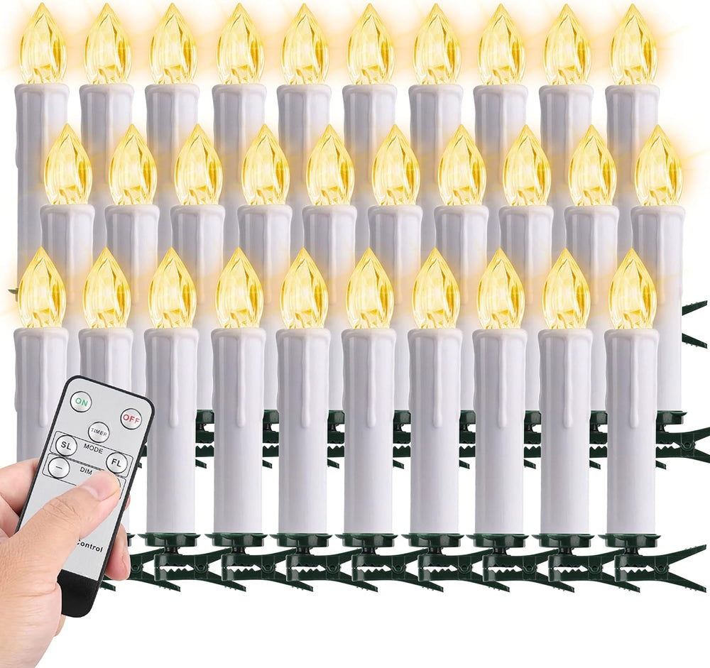 30 pcs Christmas Tree Candles with Clips, 4''Taper Candle Stick with ...