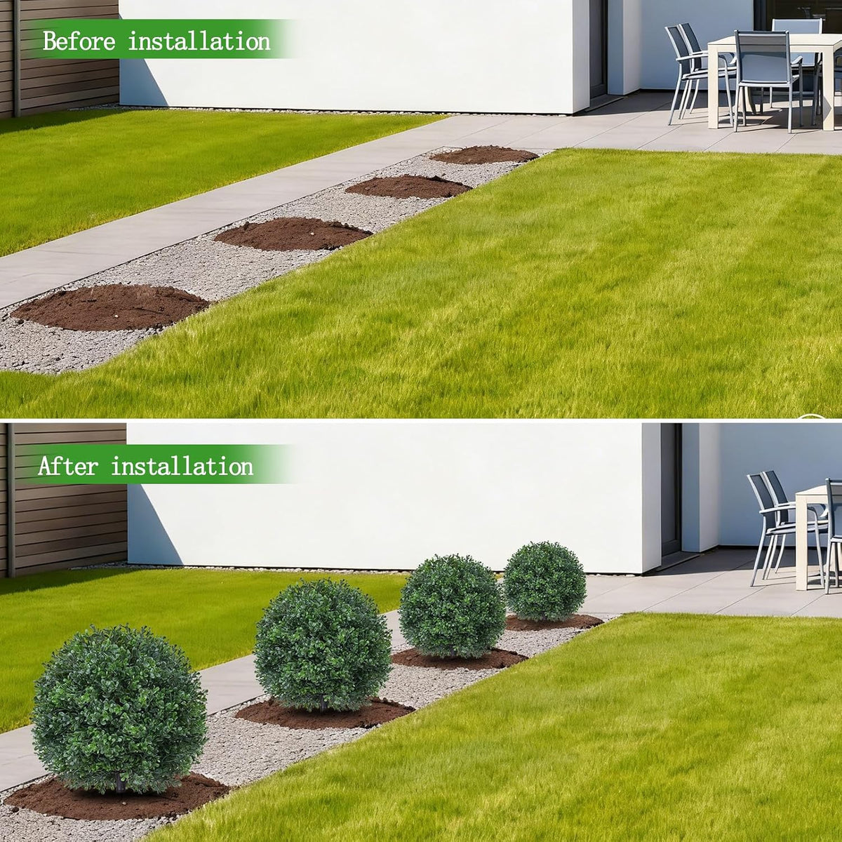 Yangrass 2PCS 24" Artificial Boxwood Topiary Ball Trees with Ground Spike