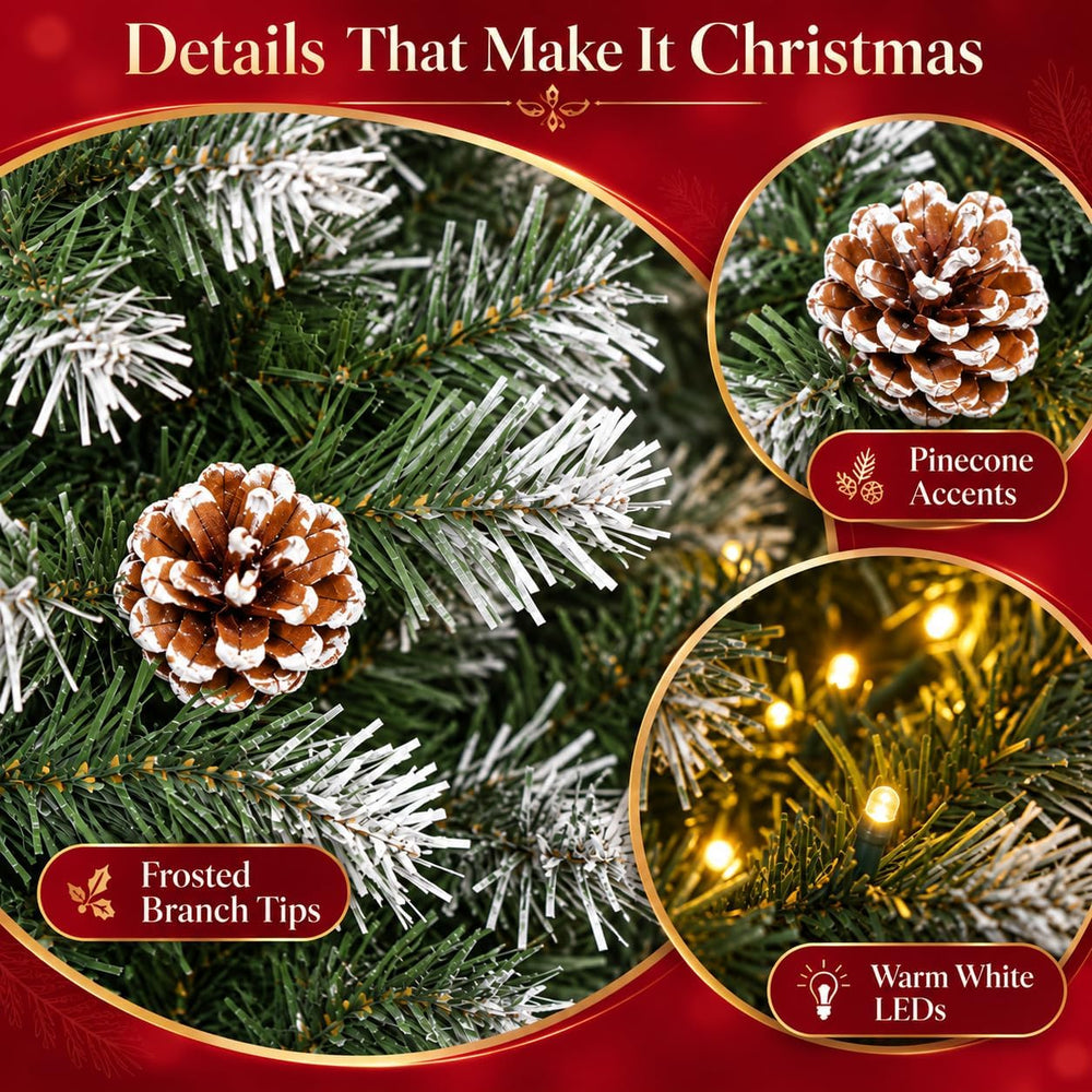GAOMON 9ft Pre-Lit Artificial Christmas Tree, 900 Lights, 1800 Tips