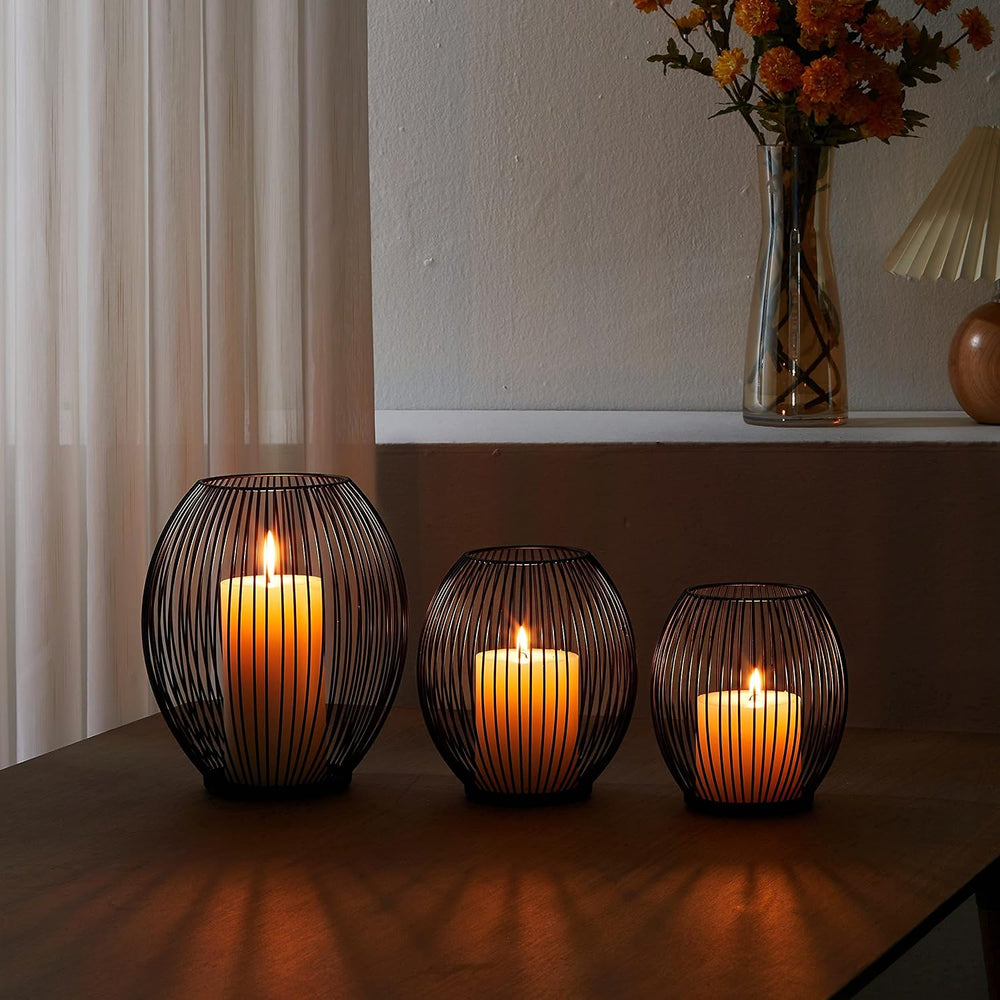 Outdoor Candle Holder Decor Set - Black Candle Holder - Candles Holders for T...
