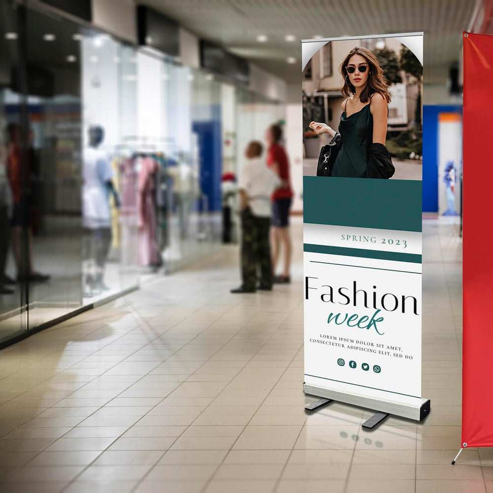33x81 Custom Retractable Banner Stand Signs READY IN 1 DAY Pull up Roll up Po...