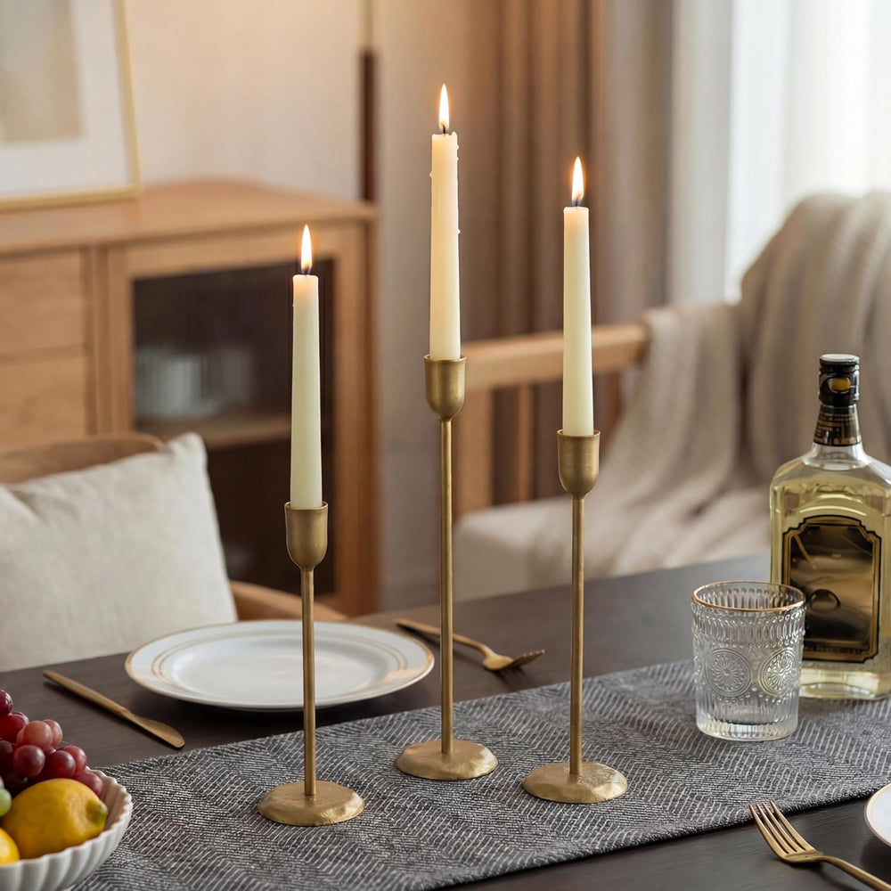 Brass Candlestick Holders Set of 6 - Antique Gold Iron Candle Holders for Chr...