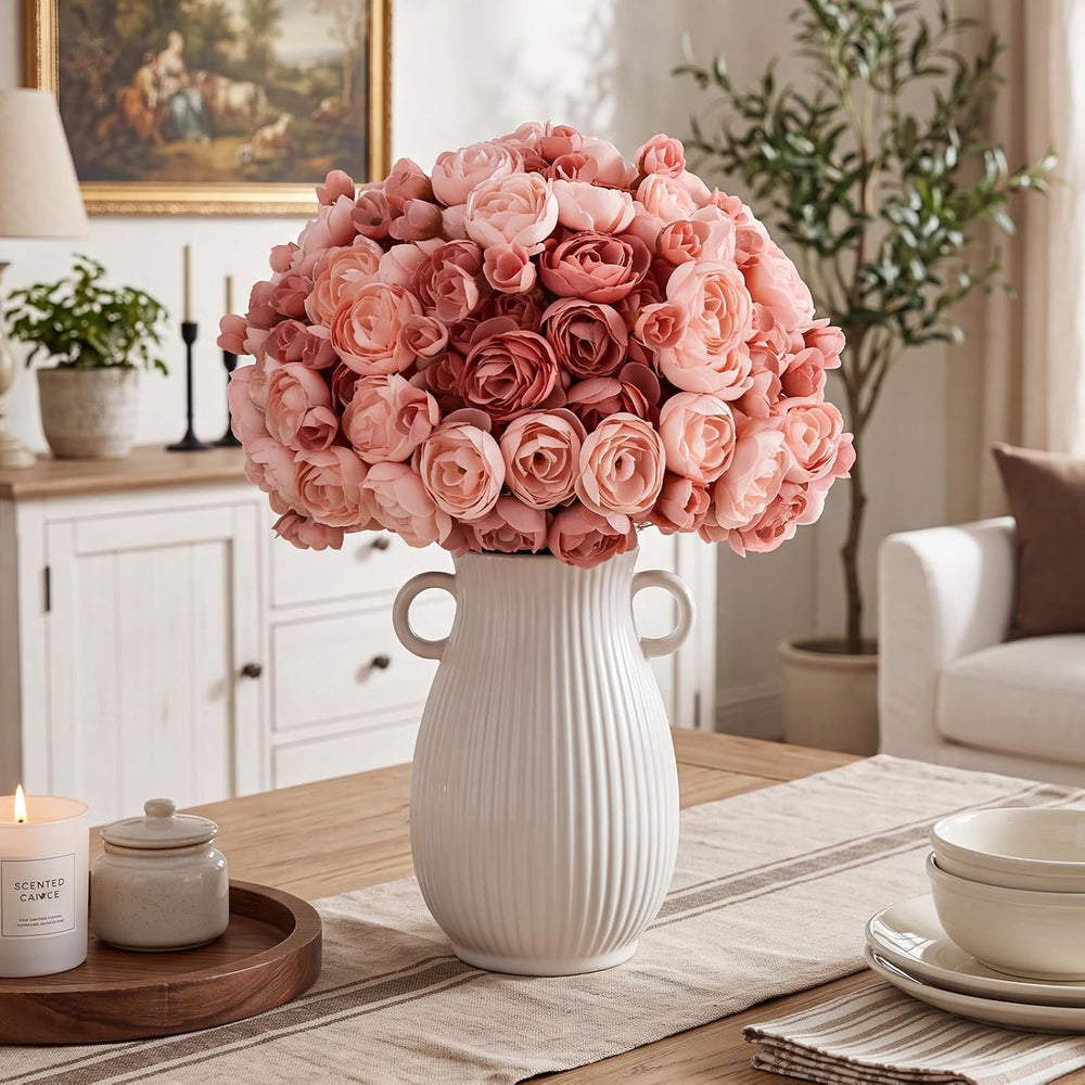 Giegxin 48 Pcs Ranunculus Artificial Flower, Light Pink