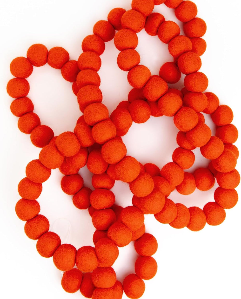 Orange Felt Ball Garland, Wool Pom Pom Garland for Halloween Christmas