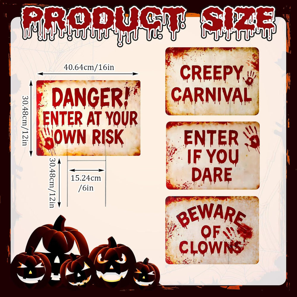 4 Pcs Halloween Clown Plastic Yard Sign, 12 x 16‘’ Garden Stakes