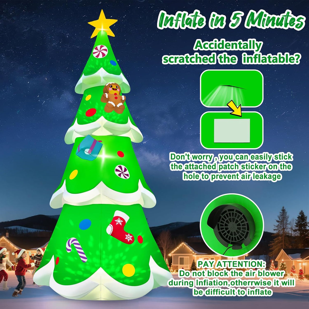 20ft christmas tree inflatable, kalolary giant christmas yard, side view