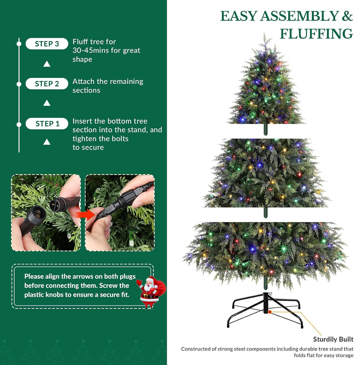 SHareconn 7ft Prelit Artificial Cypress Christmas Tree, Dual Color Lights