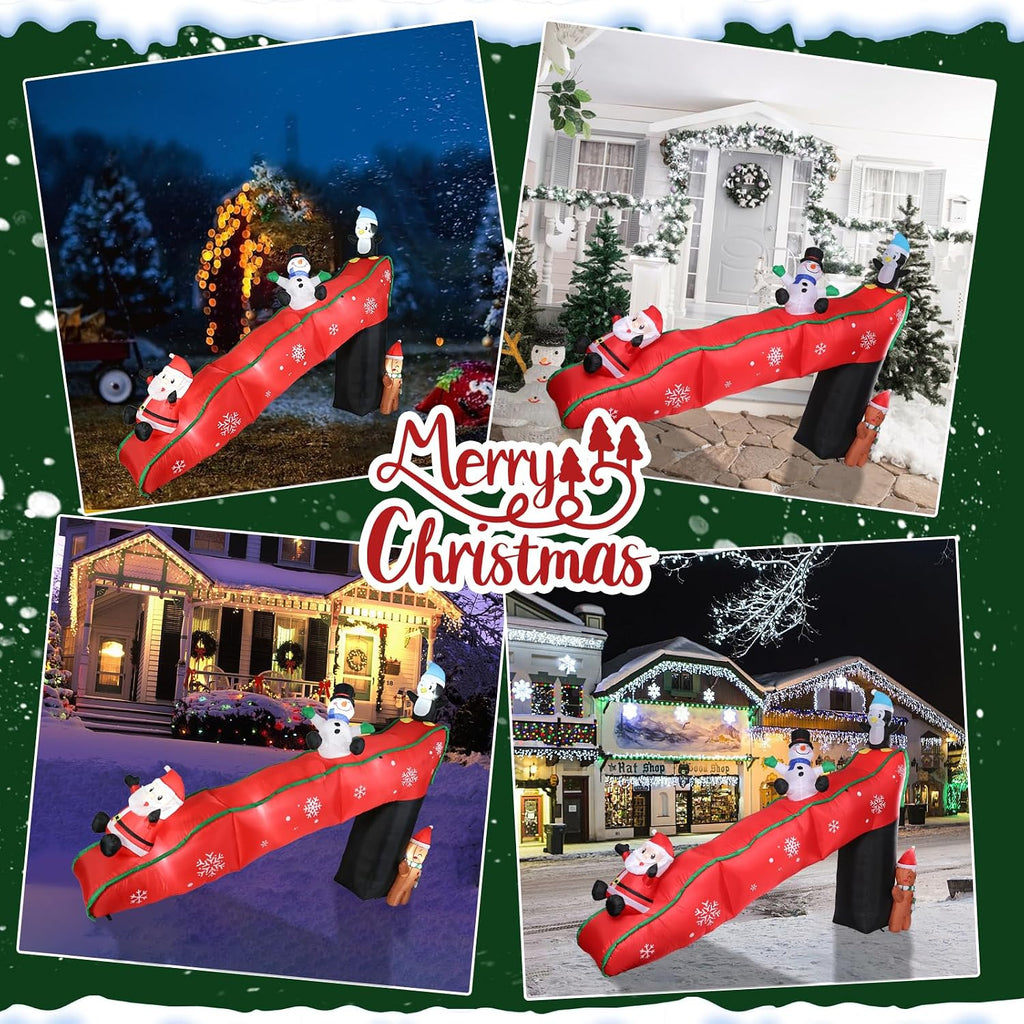 WONDER GARDEN 10 FT Christmas Outdoor Inflatable Slide with Penguin Decor
