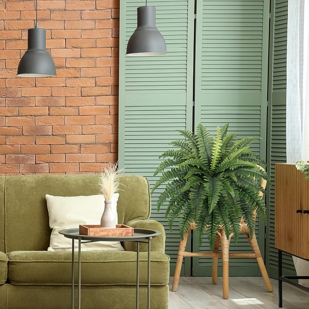 FOREST PRINCE 35" Ferns Artificial Bush Plants Large, 2 Artificial Boston Ferns with 39 Fronds for Outdoors Home Decor (2-Pack)