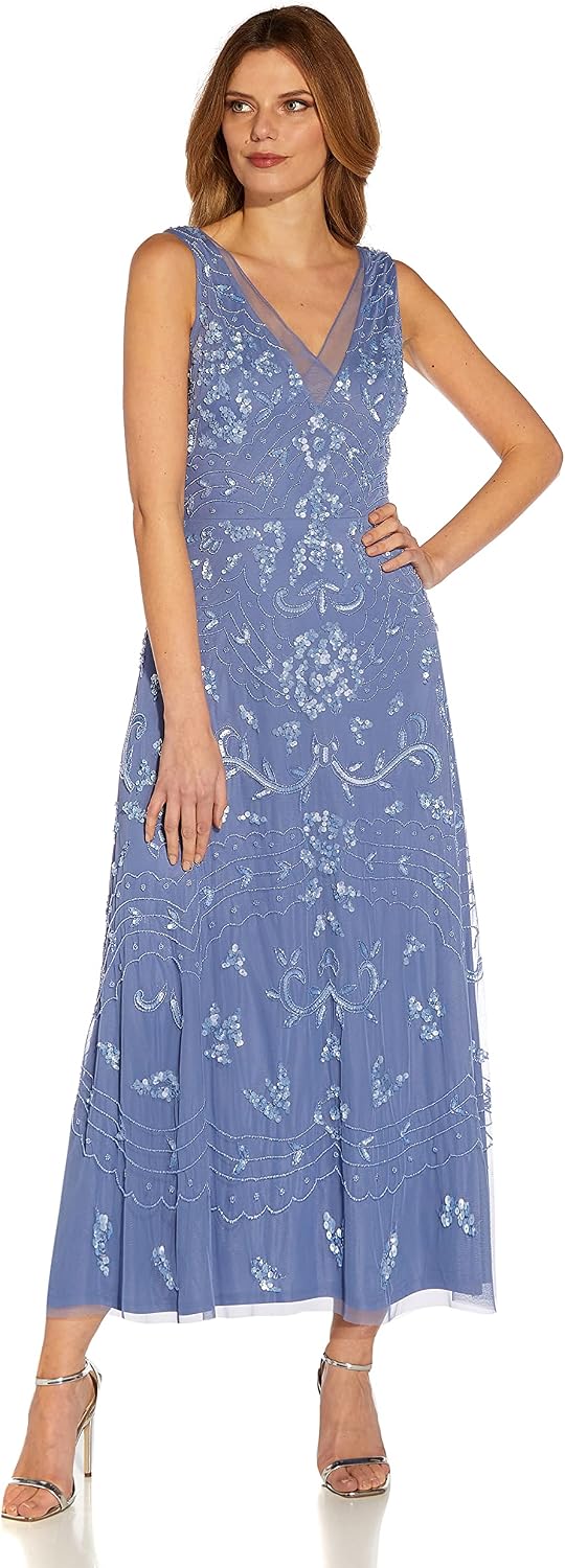 Adrianna Papell Women's Beaded Ankle Length Dress