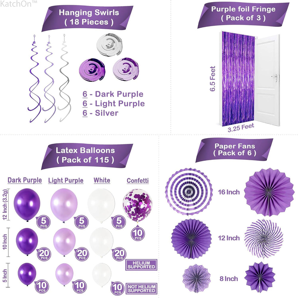 KatchOn, Purple Party Decoration 2026 Set – Huge Pack of 155 Balloon Arch Kit...