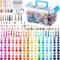 Hotop 636 Pcs Silicone Beads for Keychain Making Kit, 12mm15mm Round 14mm17mm Polygonal Silicone Rubber Beads for Keychain DIY Necklace Bracelet Jewelry Making Supplies