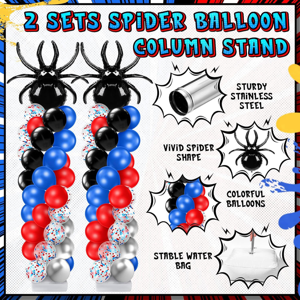 Kasyat 2 Sets Spider Balloon Column Stand Kits with 100 Latex Balloons