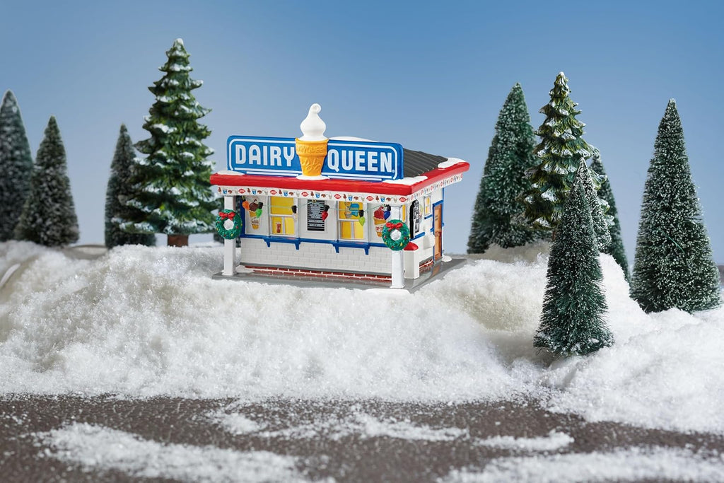 Department 56 Original Snow Village Dairy Queen Ice Cream Shop Lit Building, 5.63 Inch, Multicolor