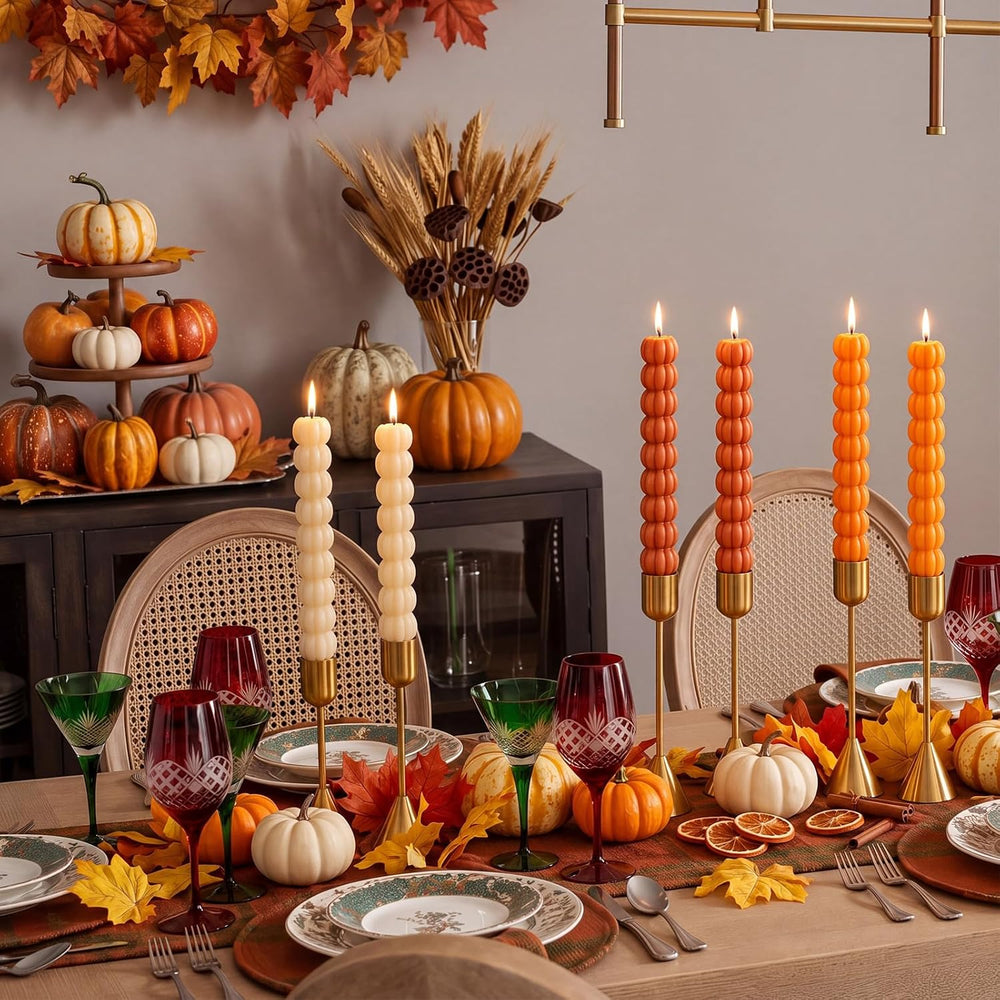 6 Pcs Thanksgiving Candlesticks Fall Candles Pumpkin Taper Smokeless 7.16'...