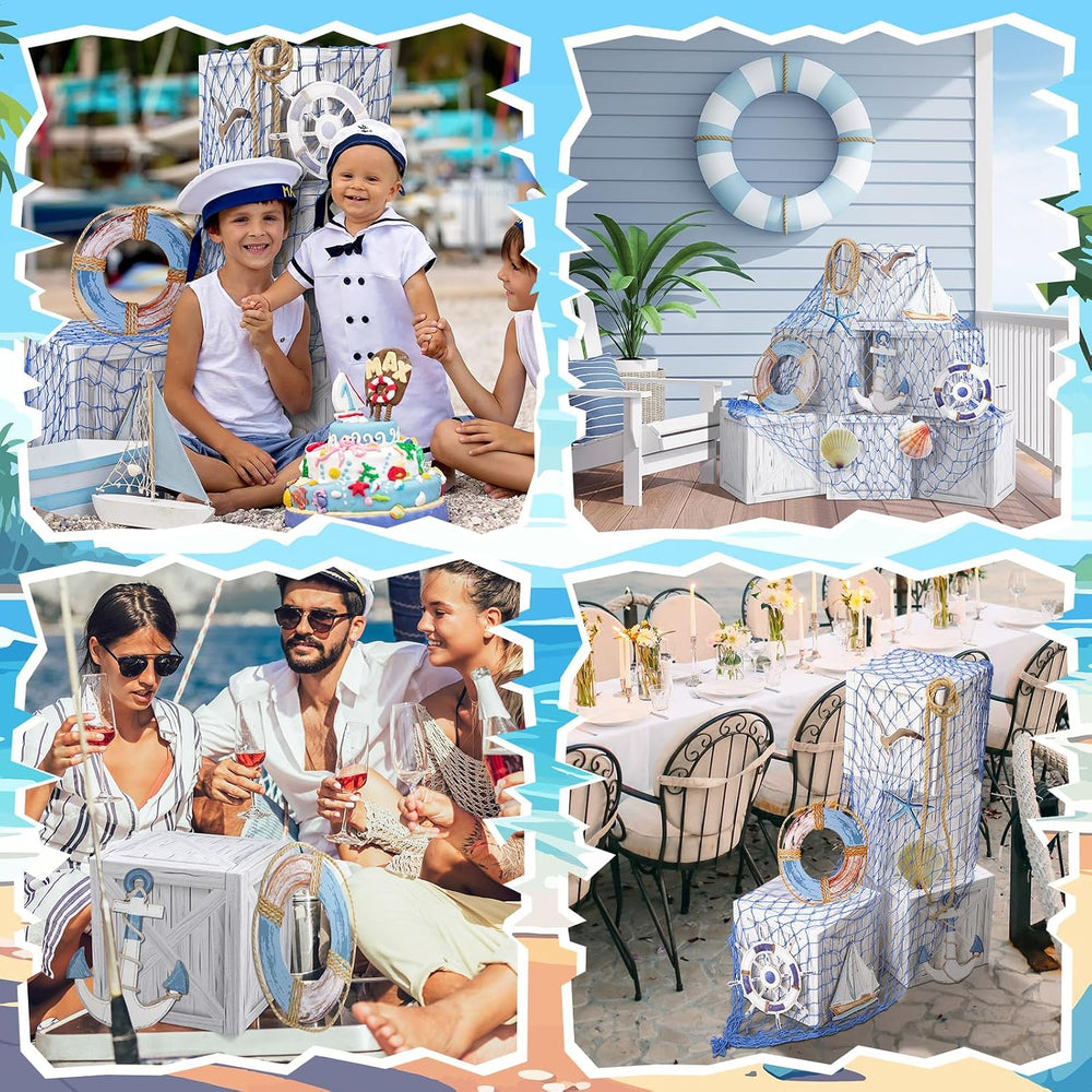 JellyArch 18 Pcs Nautical Party Decor Treasure Chest set, Blue, Nautical