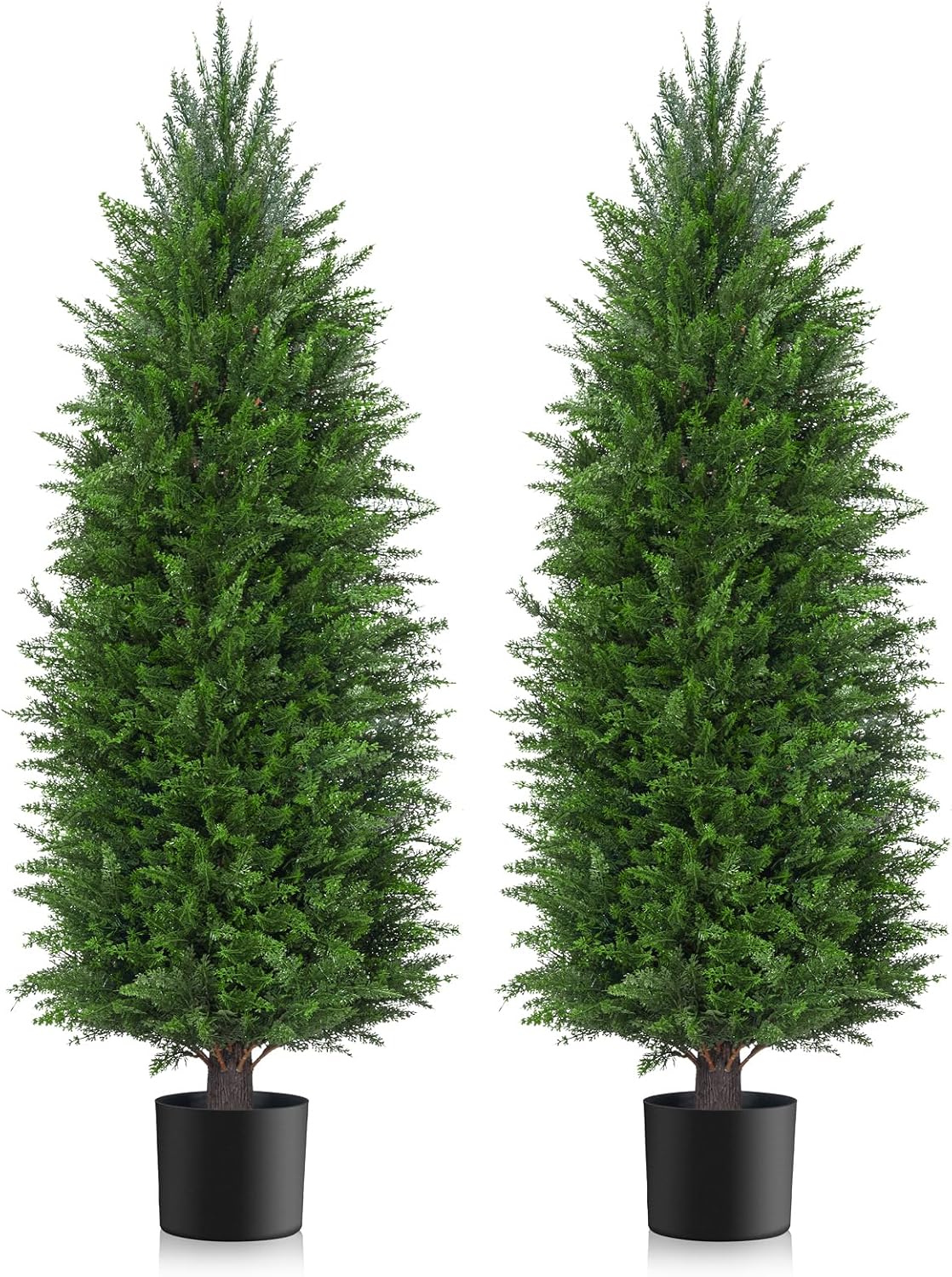 AOKIIE 3FT Artificial Cedar Topiary Trees UV Protection for Outdoor 2PCS