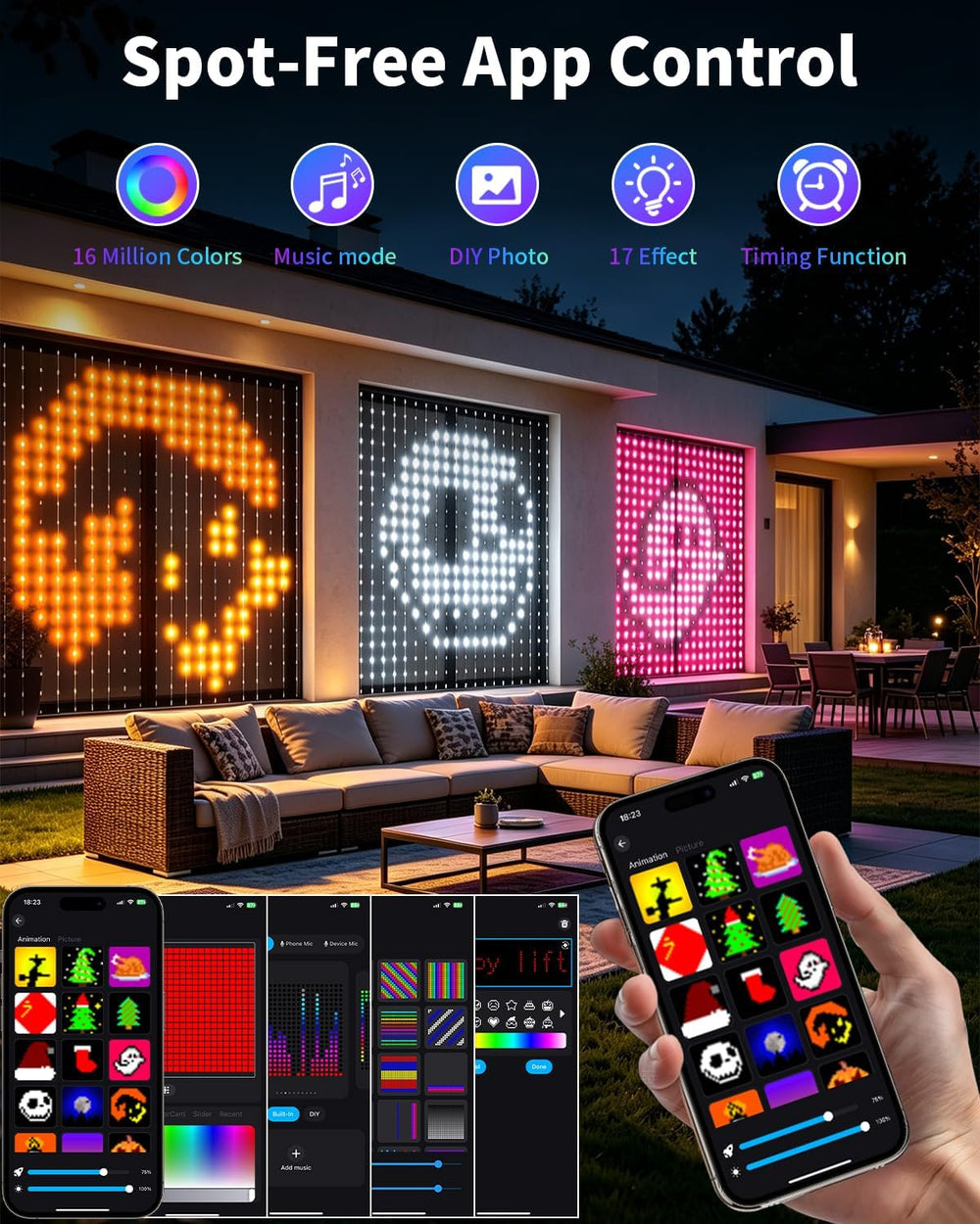 Smart Curtain Lights 400Leds, Dynamic DIY String Lights 6.5x6.5FT