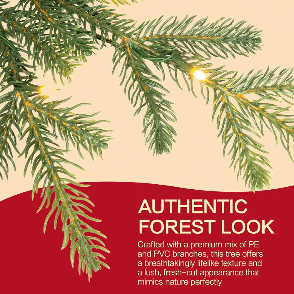 5ft Pre-Lit Aspen Fir Artificial Christmas Tree, Pencil Xmas Tree