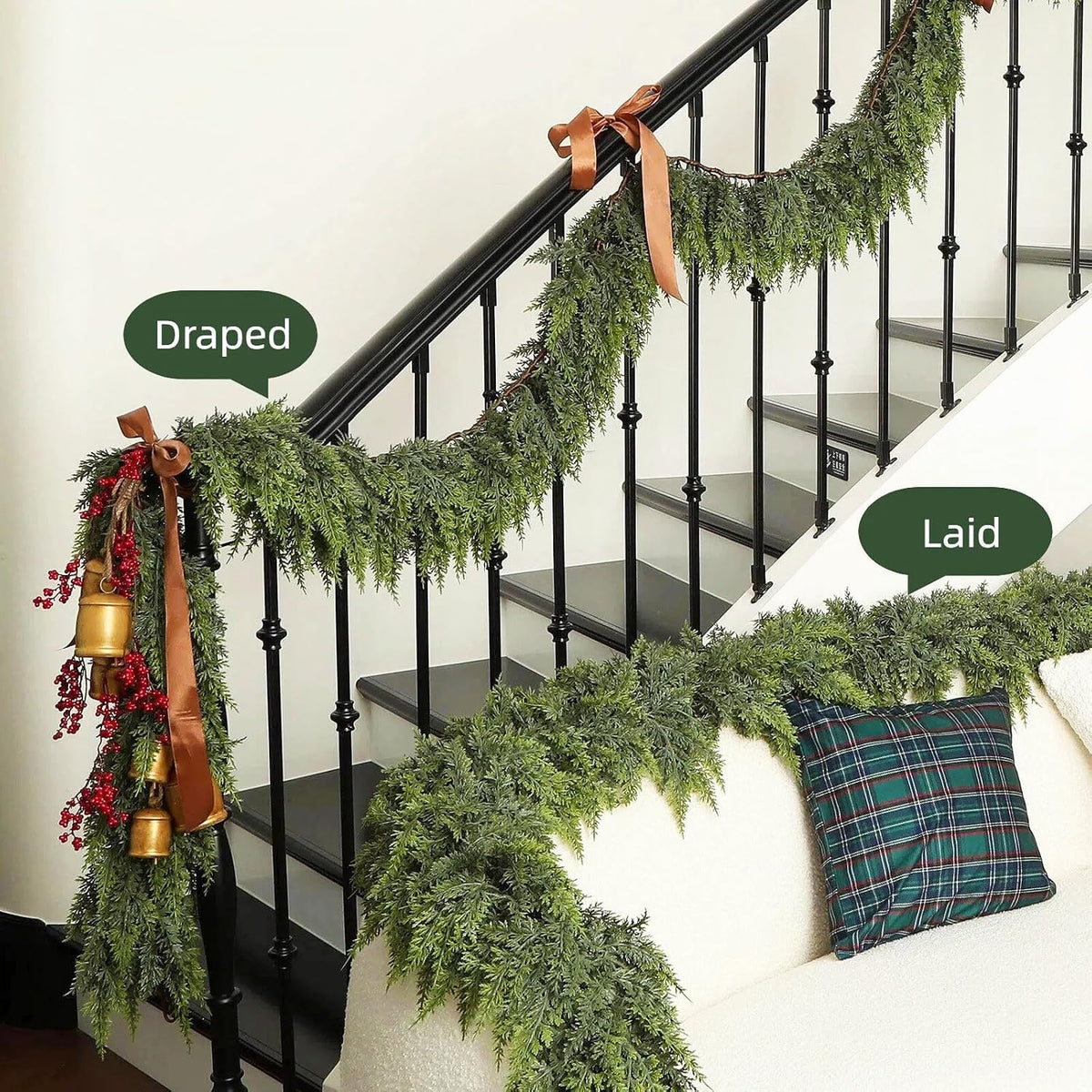 Tasruwat Deluxe 9 FT Artificial Christmas Cedar Garland 240 Larger Tips