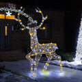 Goplus 4.6 FT Pre-Lit Christmas 3D Reindeer, 170 LED Lighted Christmas Buck with Zip Ties & Ground Stakes for Indoor & Outdoor Decor