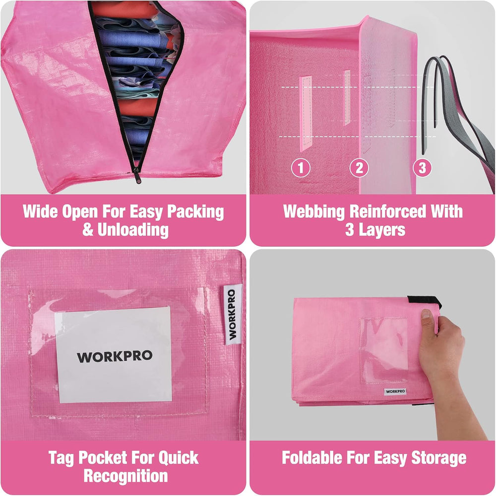 WORKPRO 6 Pack Extra Large Moving Bags with Backpack Straps & Handles