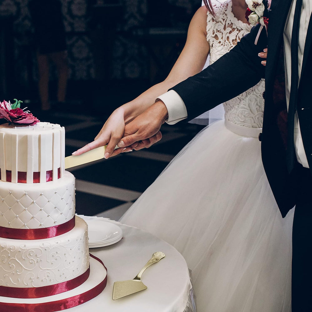 Orblue Wedding Cake Knife and Server Set - Premium, Beautifully Engraved Cutt...